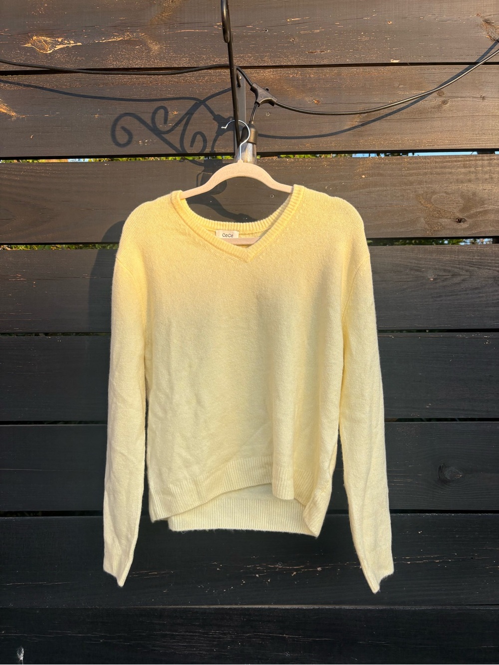 CeCe Light Yellow V-Neck Sweater